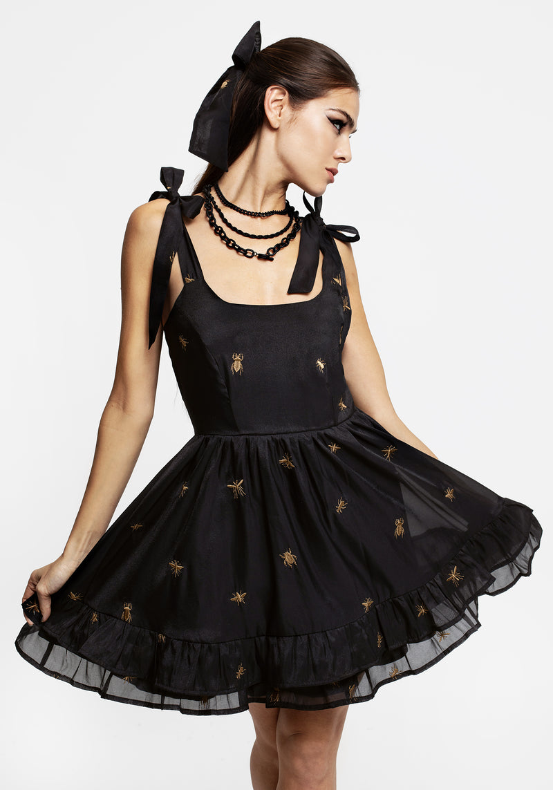 Insectarium Embroidered Organza Tiered Corset Mini Dress | Disturbia - Shop Women's Gothic, Alternative & Dark Romantic Fashion, Accessories & Homeware Insectarium Embroidered Organza Tiered Corset Mini Dress | Disturbia - Shop Women's Gothic, Alternative & Dark Romantic Fashion, Accessories & Homeware