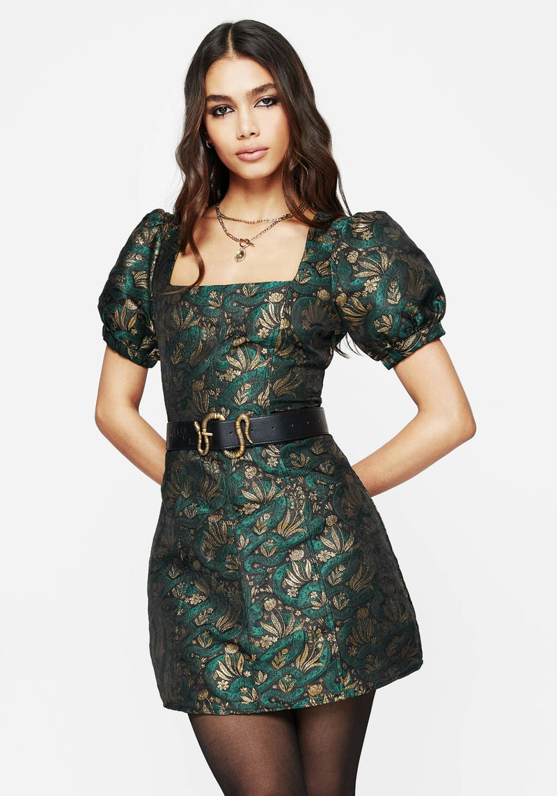 Rena Snake Jacquard Mini Dress | Disturbia - Shop Women's Gothic, Alternative & Dark Romantic Fashion, Accessories & Homeware Rena Snake Jacquard Mini Dress | Disturbia - Shop Women's Gothic, Alternative & Dark Romantic Fashion, Accessories & Homeware