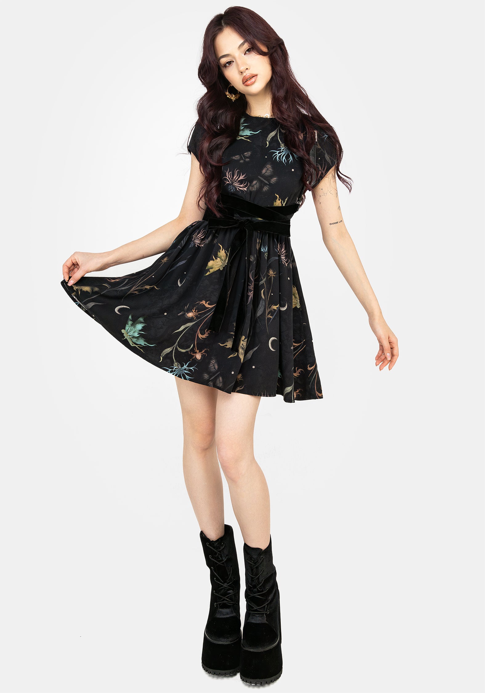 Rosanella Floral Print Mini Smock Dress