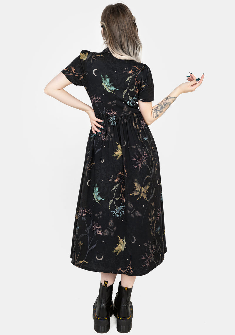 Rosanella Floral Print Midi Shirt Dress | Disturbia - Shop Women's Gothic, Alternative & Dark Romantic Fashion, Accessories & Homeware Rosanella Floral Print Midi Shirt Dress | Disturbia - Shop Women's Gothic, Alternative & Dark Romantic Fashion, Accessories & Homeware