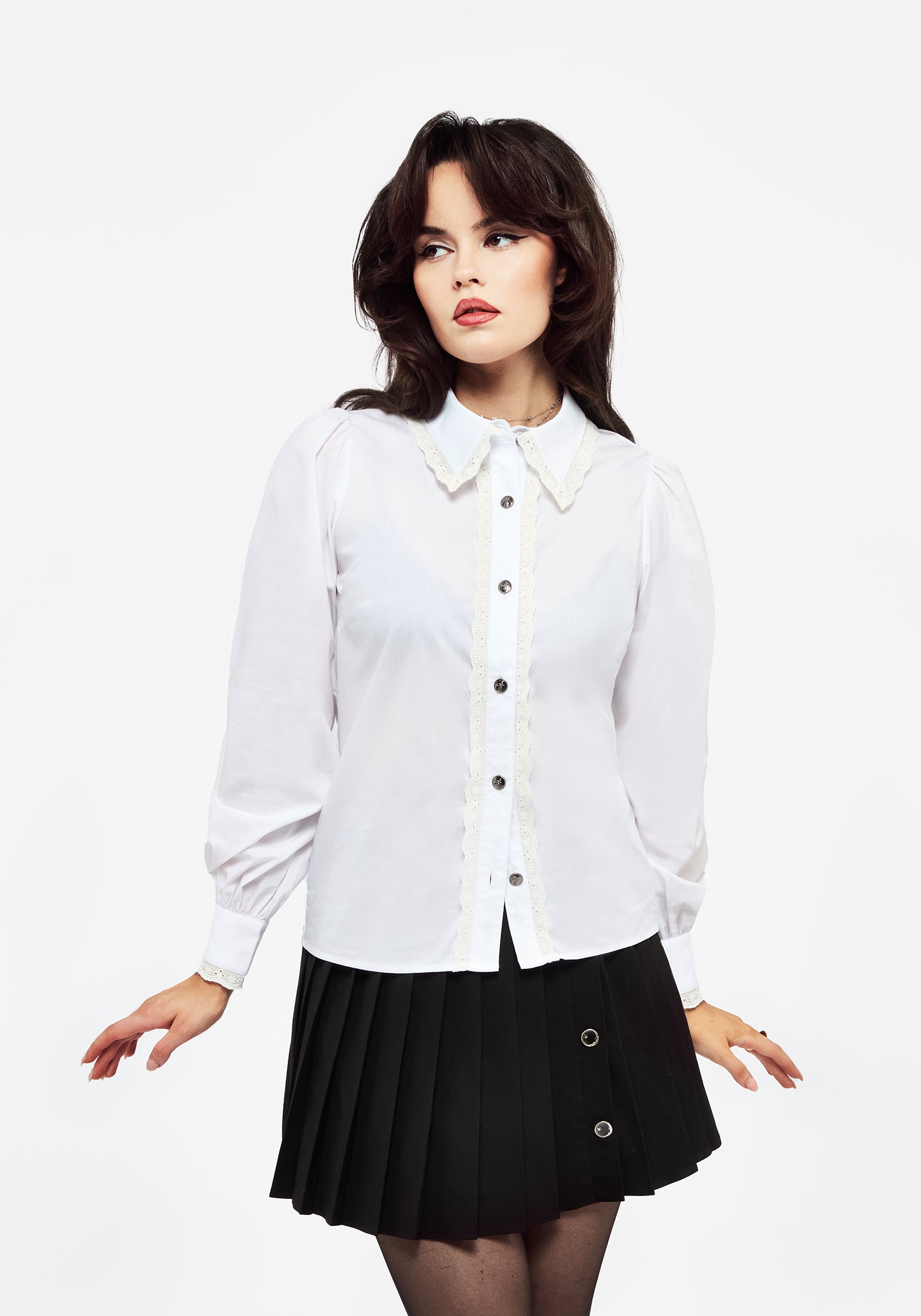 Lace Trim Buckle Gothic T-Shirt main image 0