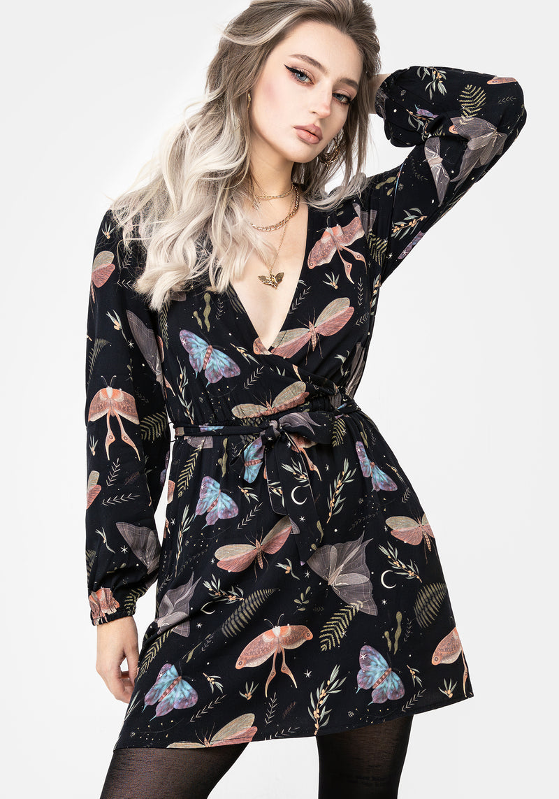 Nightmoth Mini Wrap Dress | Disturbia Nightmoth Mini Wrap Dress | Disturbia