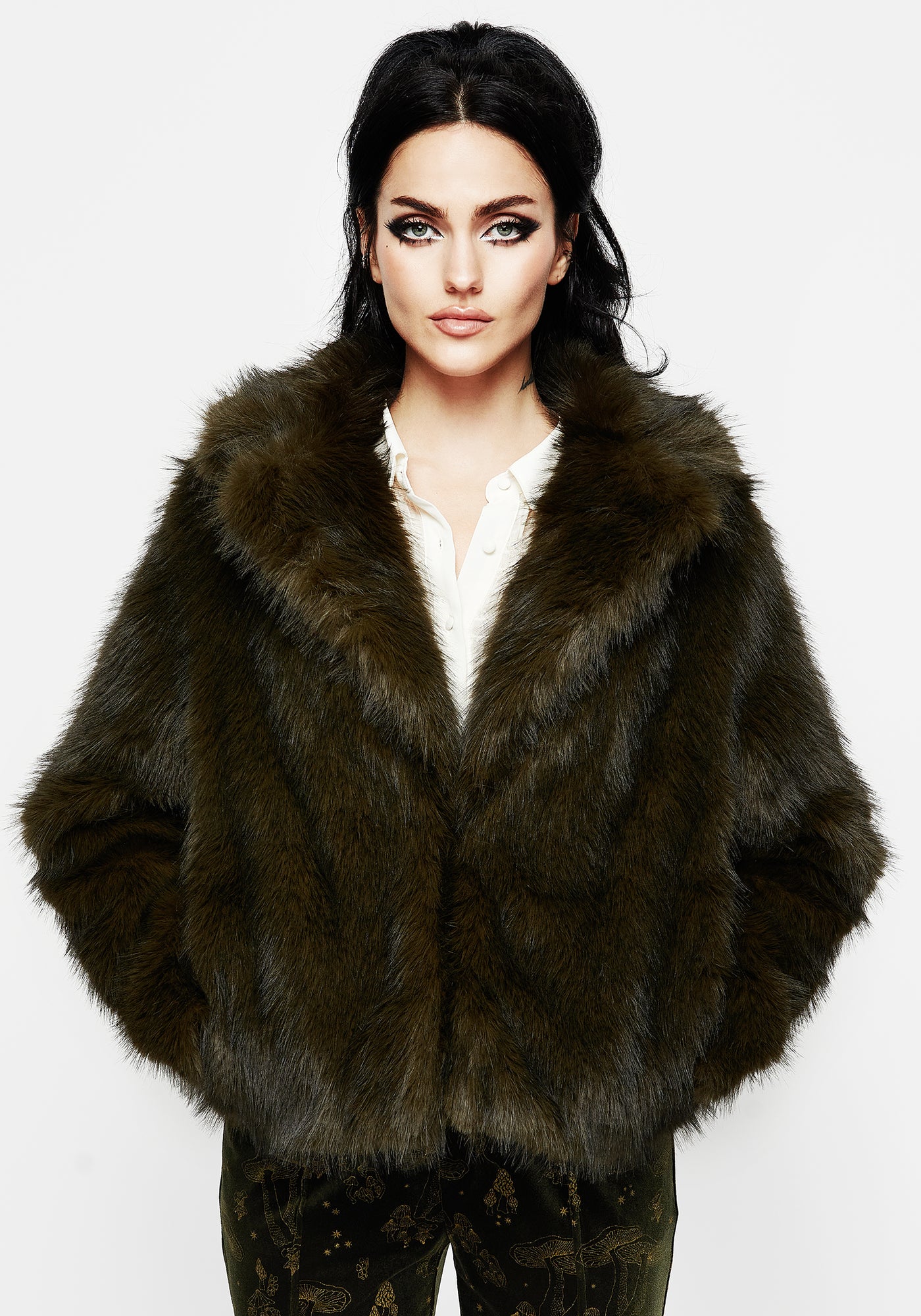 Monstrum Cropped Faux Fur Jacket | Disturbia - Shop Women's Gothic