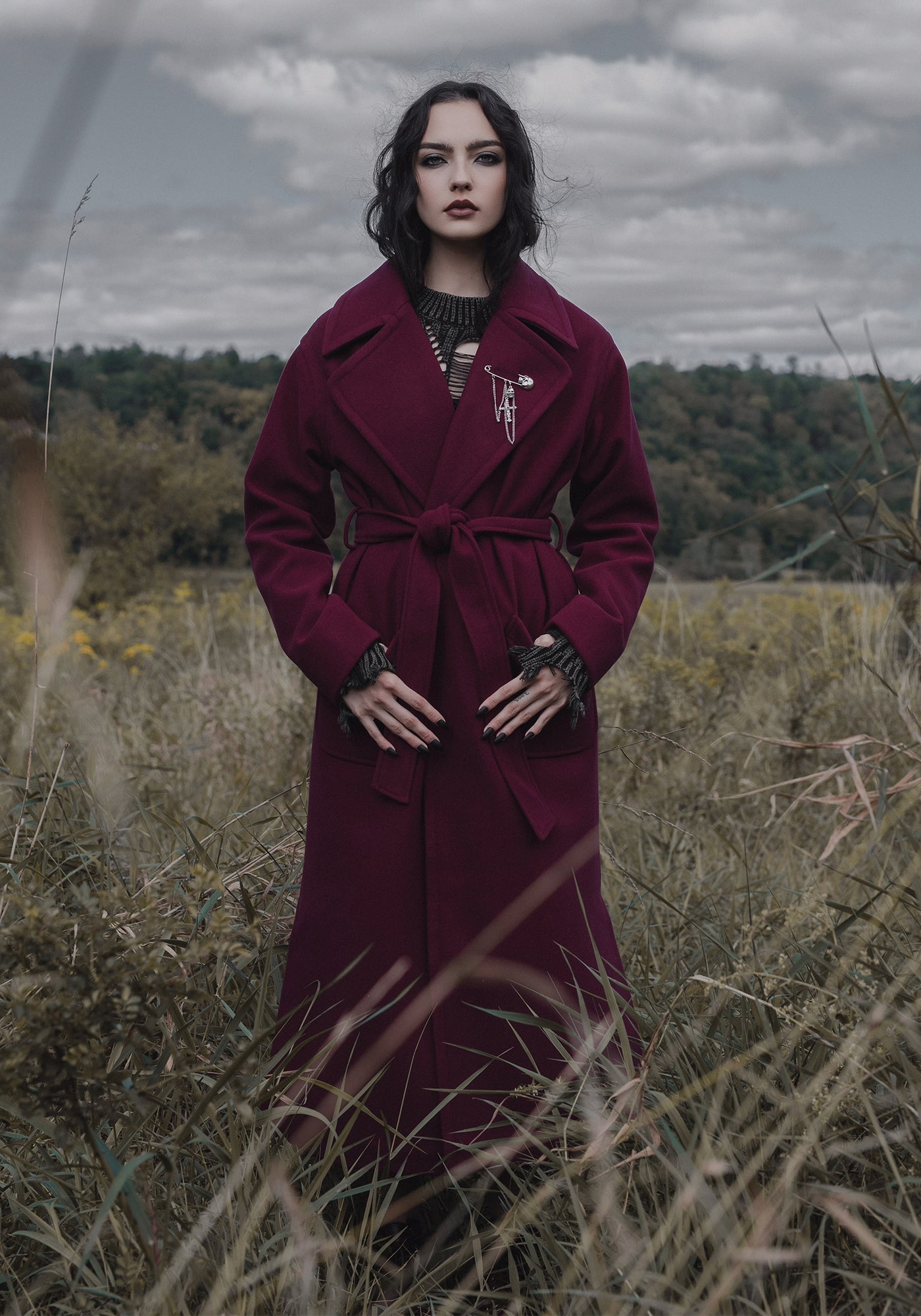 Meltdown Oversized Coat with Brooch - Red | Disturbia - Shop