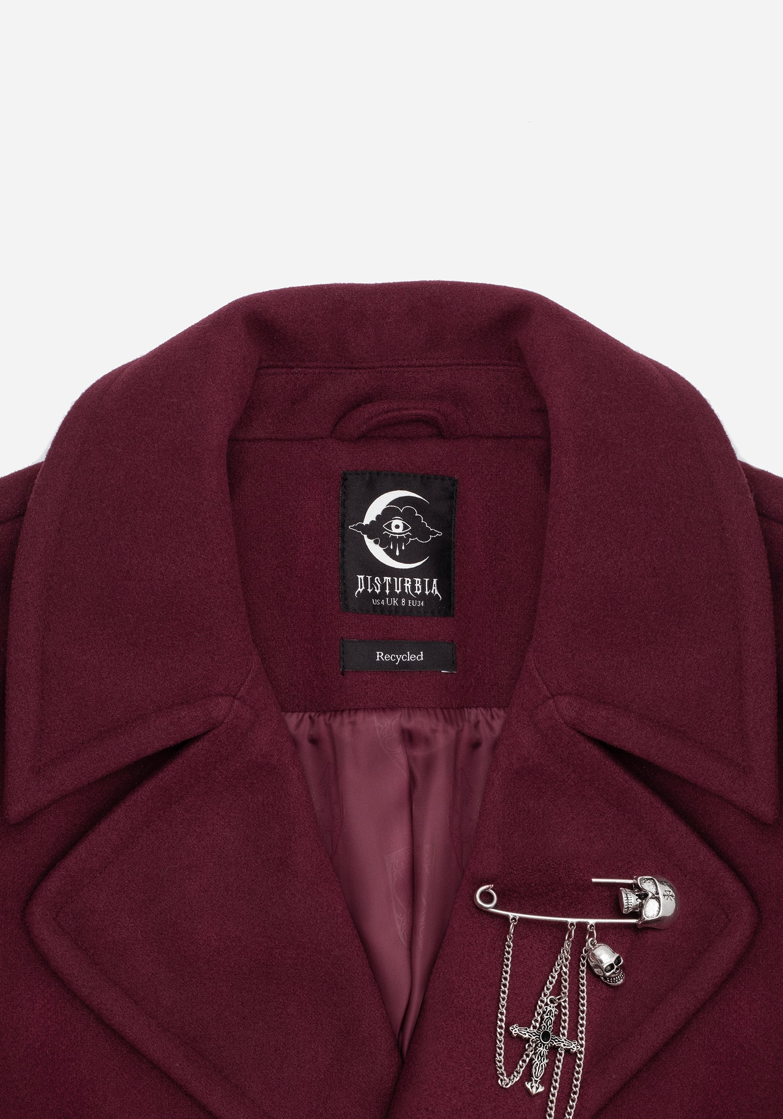 Meltdown Oversized Coat with Brooch - Red | Disturbia - Shop