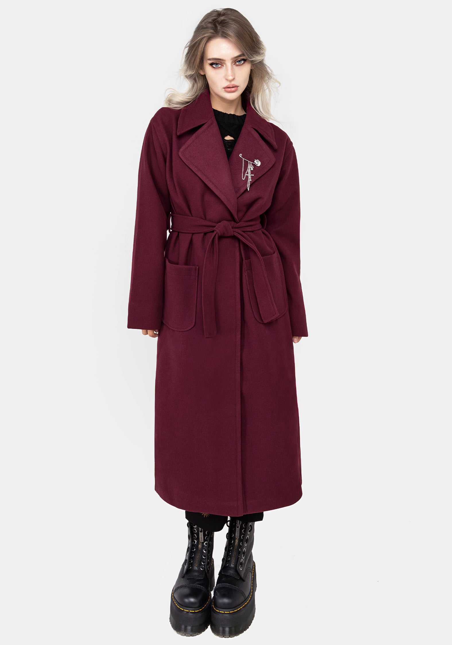 Meltdown Oversized Coat with Brooch - Red | Disturbia - Shop