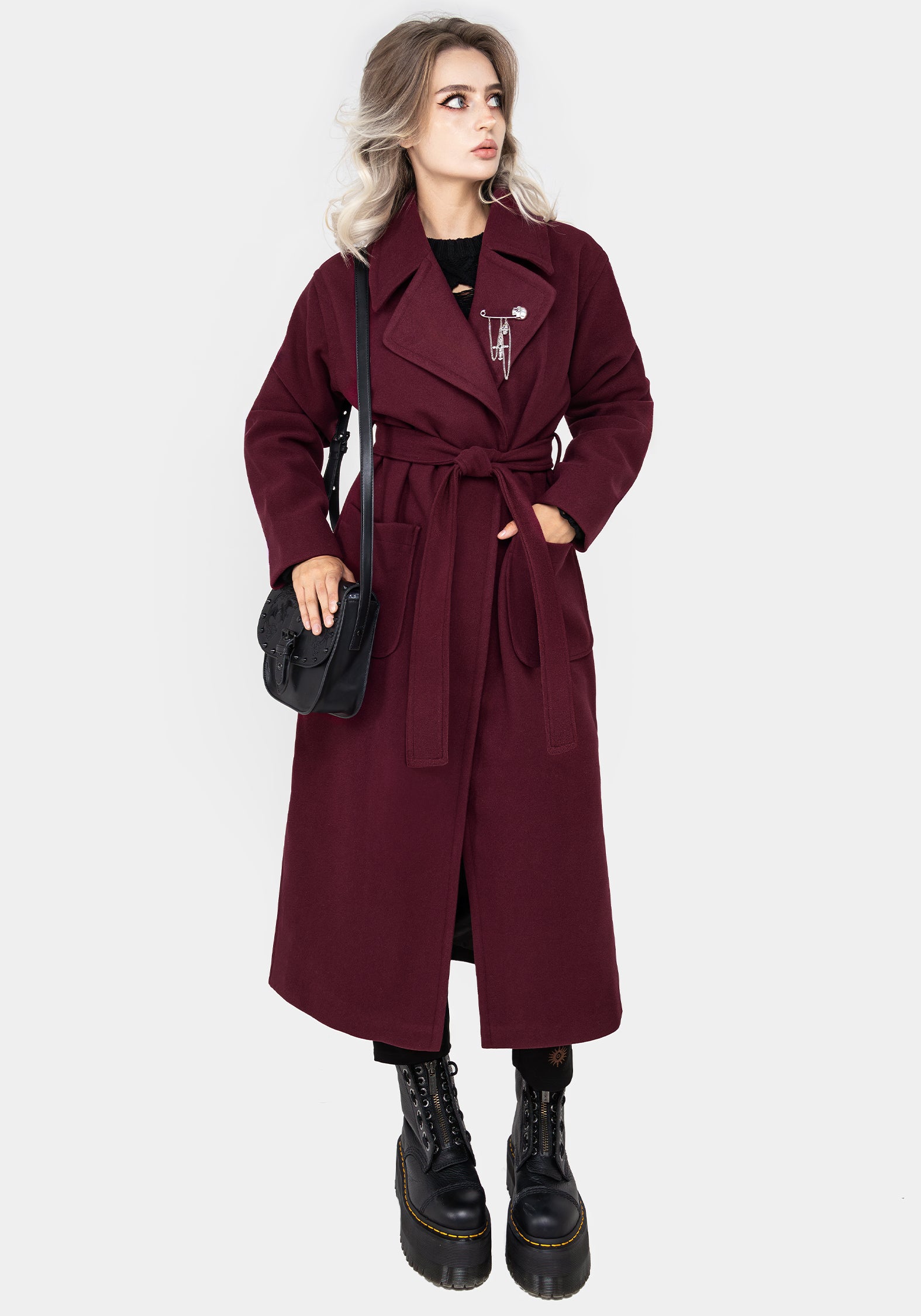 Meltdown Oversized Coat with Brooch - Red | Disturbia - Shop