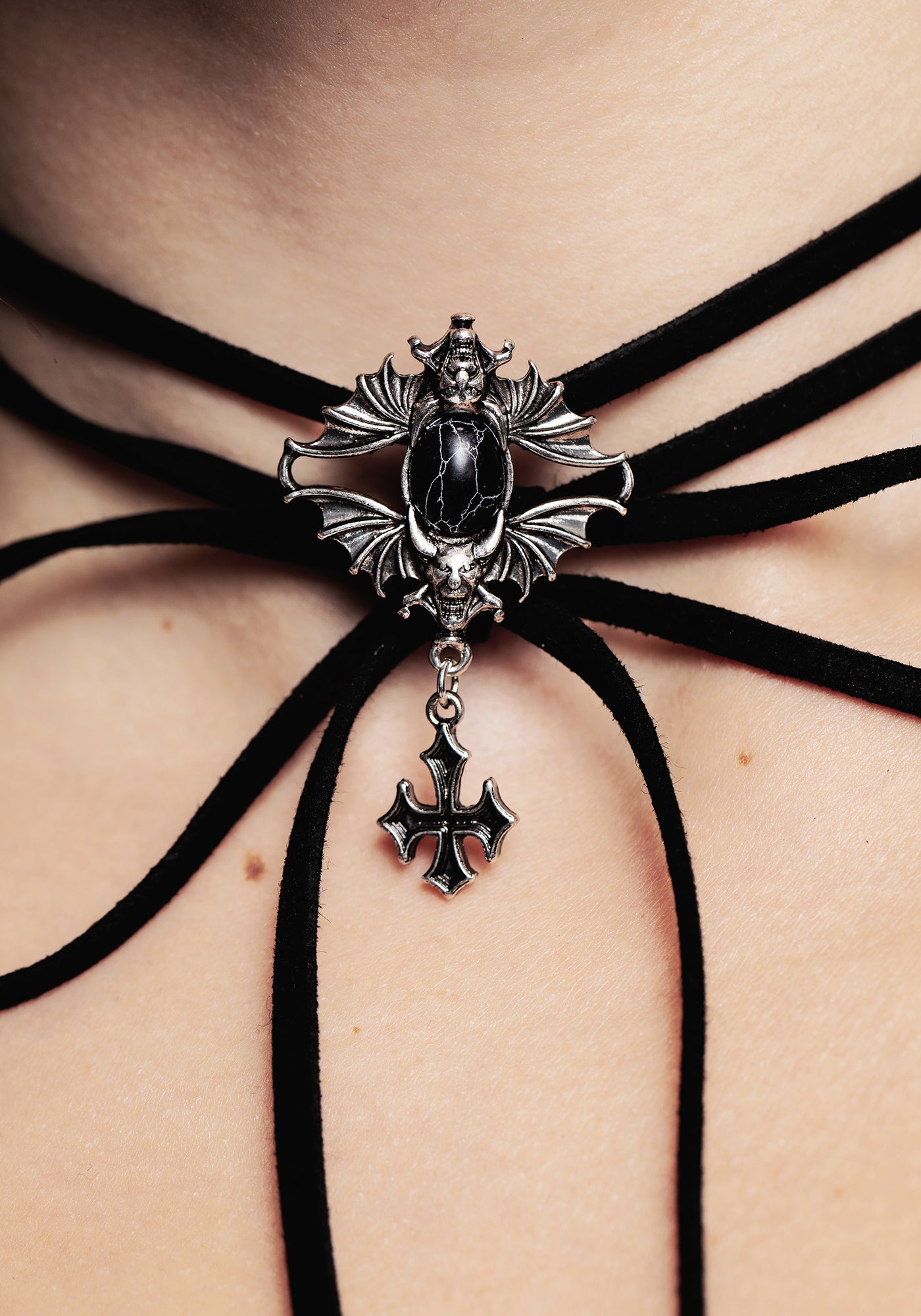 Gargoyle Gothic Cord Choker Necklace Disturbia Shop Women's