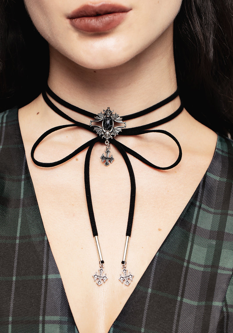 Goth Chain Black Pointed Cross Vampire Necklace, Gothic Jewelry