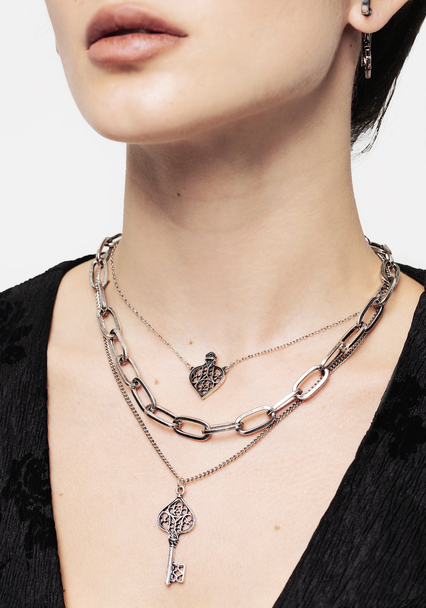 Claustrum Gothic Key Layered Necklace Disturbia Shop Women's