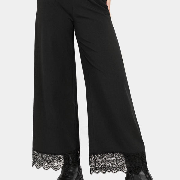 Araneo Lace Hem Wide Leg Trousers | Disturbia - Shop Women's