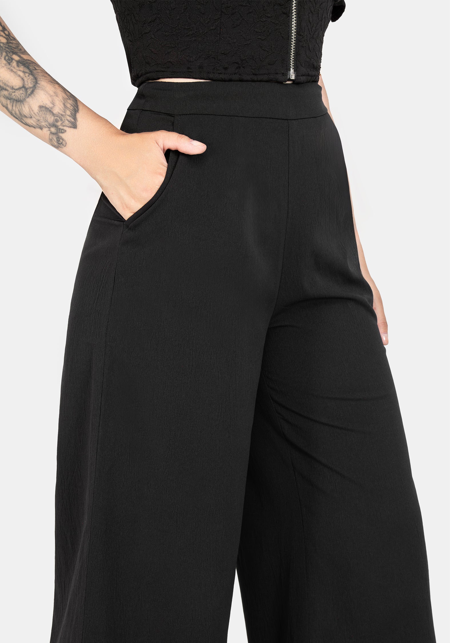 Araneo Lace Hem Wide Leg Trousers | Disturbia - Shop Women's