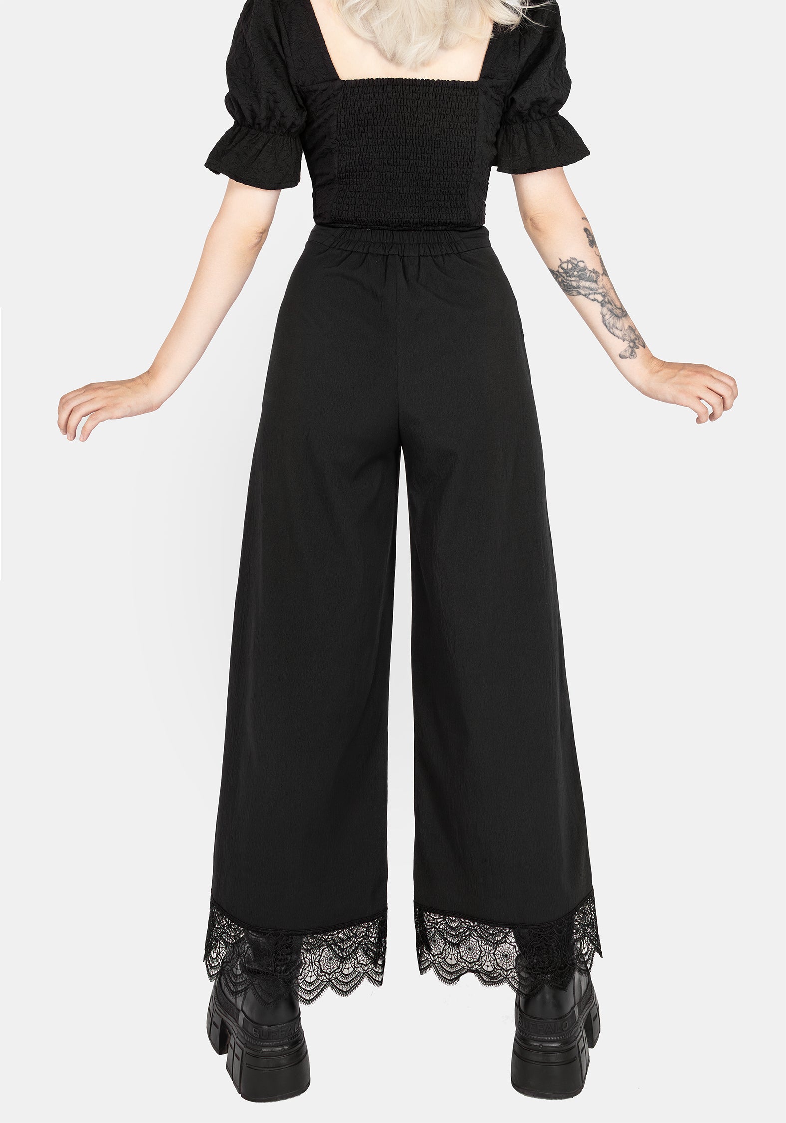 Araneo Lace Hem Wide Leg Trousers | Disturbia - Shop Women's
