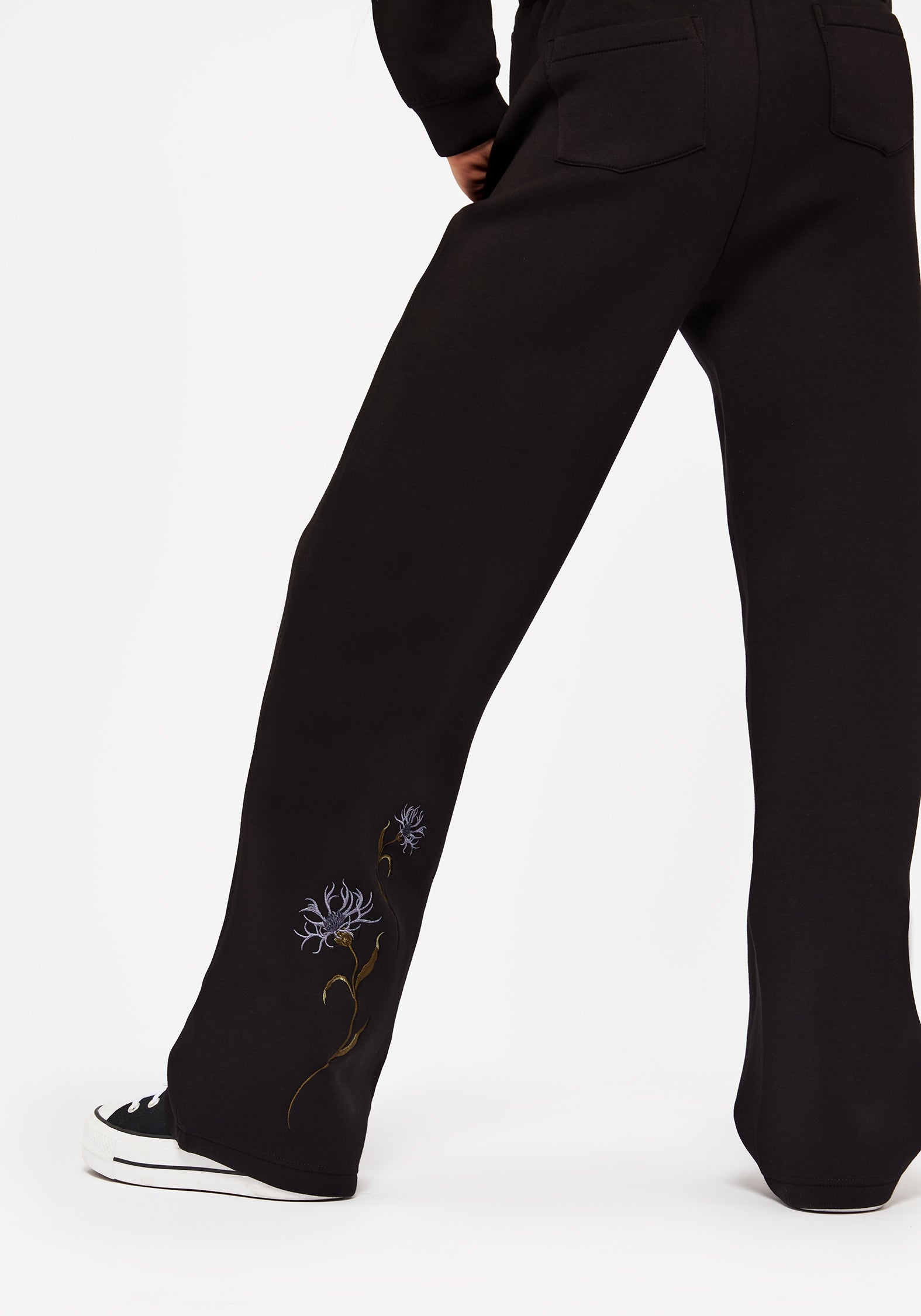 Rosanella Floral Embroidered Wide Leg Sweatpants