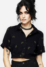 Osmunda Fern Embroidered Short Sleeve Crop Shirt