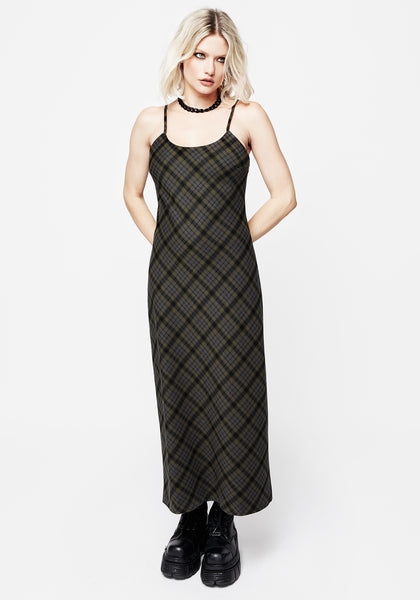 Reseda Check Midaxi Cami Dress | Disturbia - Shop Women's Gothic