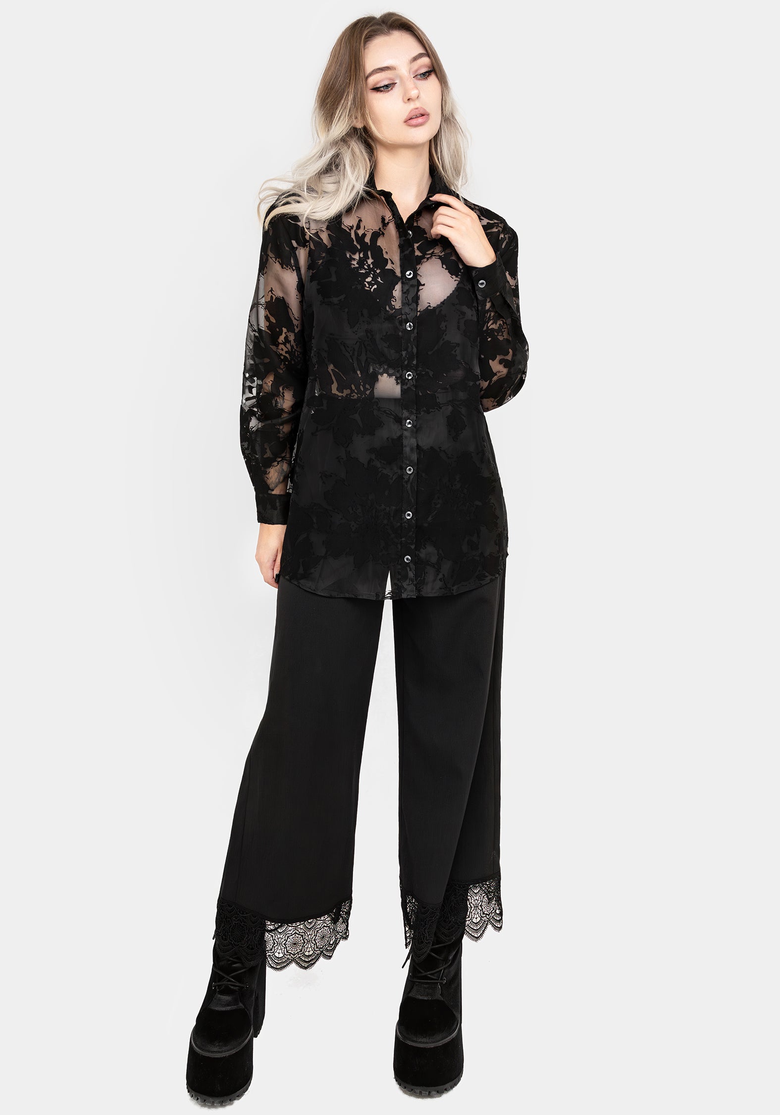 Spectre Sheer Loose Fit Shirt | Disturbia - Shop Women's Gothic