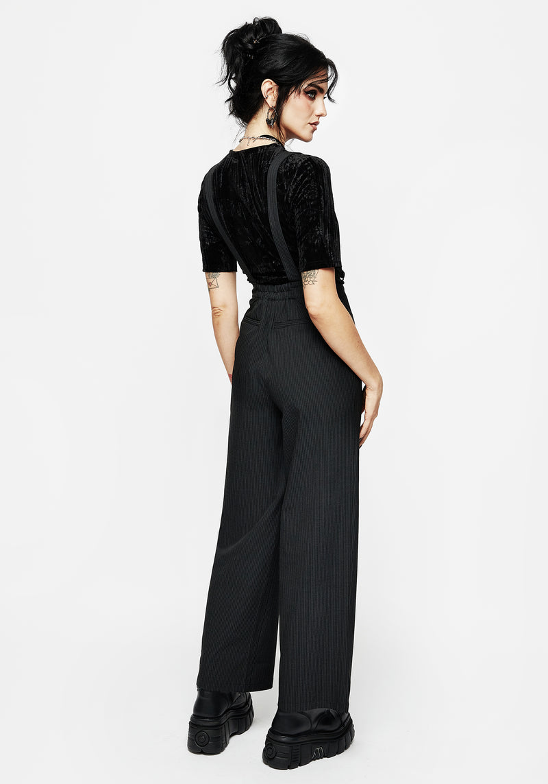 Tilda High Waist Wide Leg Pinstripe Suspender Trousers Tilda High Waist Wide Leg Pinstripe Suspender Trousers