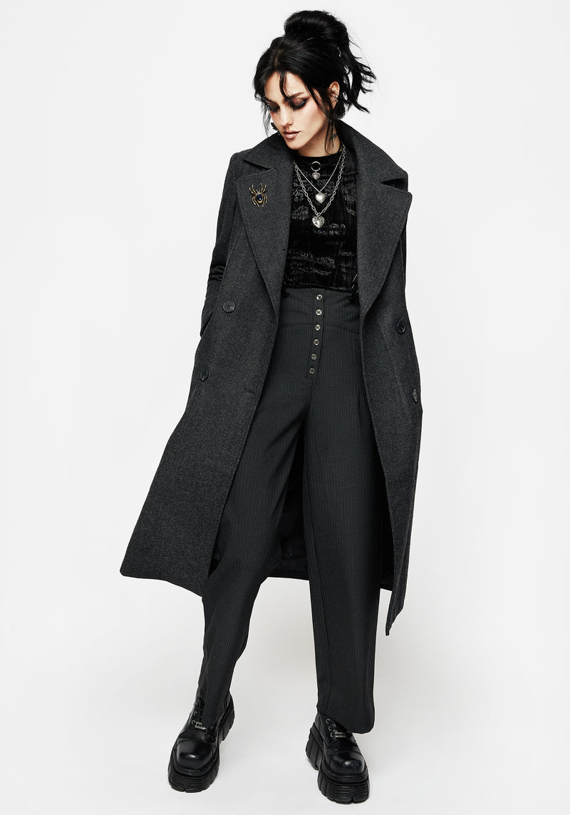 Tilda High Waist Wide Leg Pinstripe Suspender Trousers | Disturbia - Shop Women's Gothic, Alternative & Dark Romantic Fashion, Accessories & Homeware Tilda High Waist Wide Leg Pinstripe Suspender Trousers | Disturbia - Shop Women's Gothic, Alternative & Dark Romantic Fashion, Accessories & Homeware