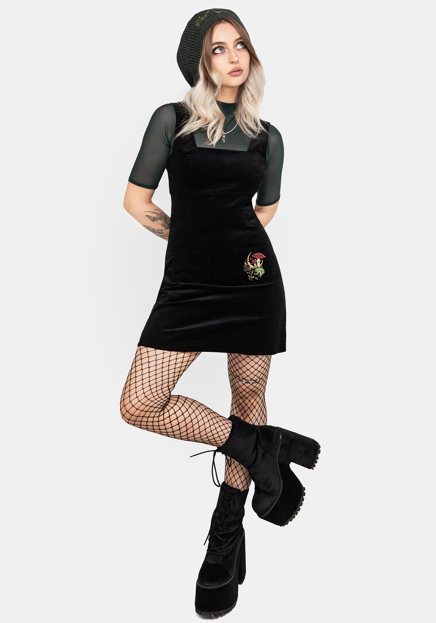 Swamplife Embroidered Cord Mini Pinafore Dress | Disturbia - Shop Women's  Gothic, Alternative & Dark Romantic Fashion, Accessories & Homeware