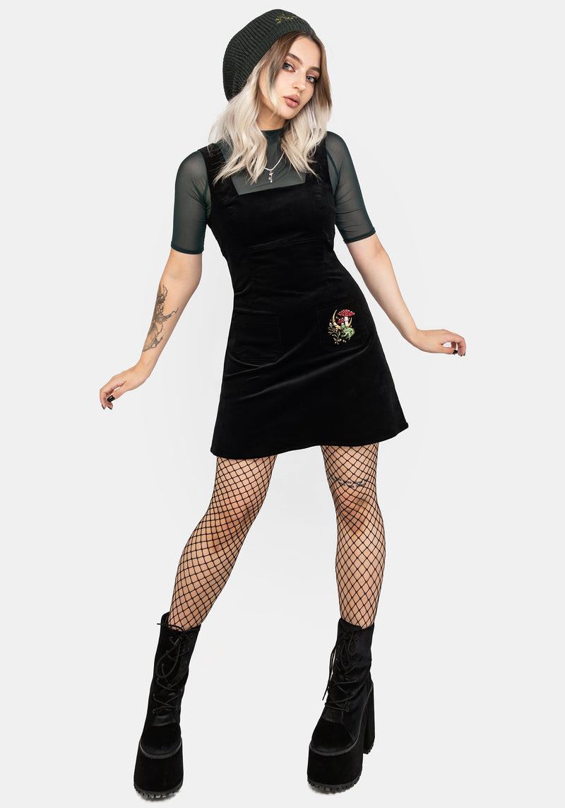 Swamplife Embroidered Cord Mini Pinafore Dress | Disturbia - Shop Women's Gothic, Alternative & Dark Romantic Fashion, Accessories & Homeware Swamplife Embroidered Cord Mini Pinafore Dress | Disturbia - Shop Women's Gothic, Alternative & Dark Romantic Fashion, Accessories & Homeware