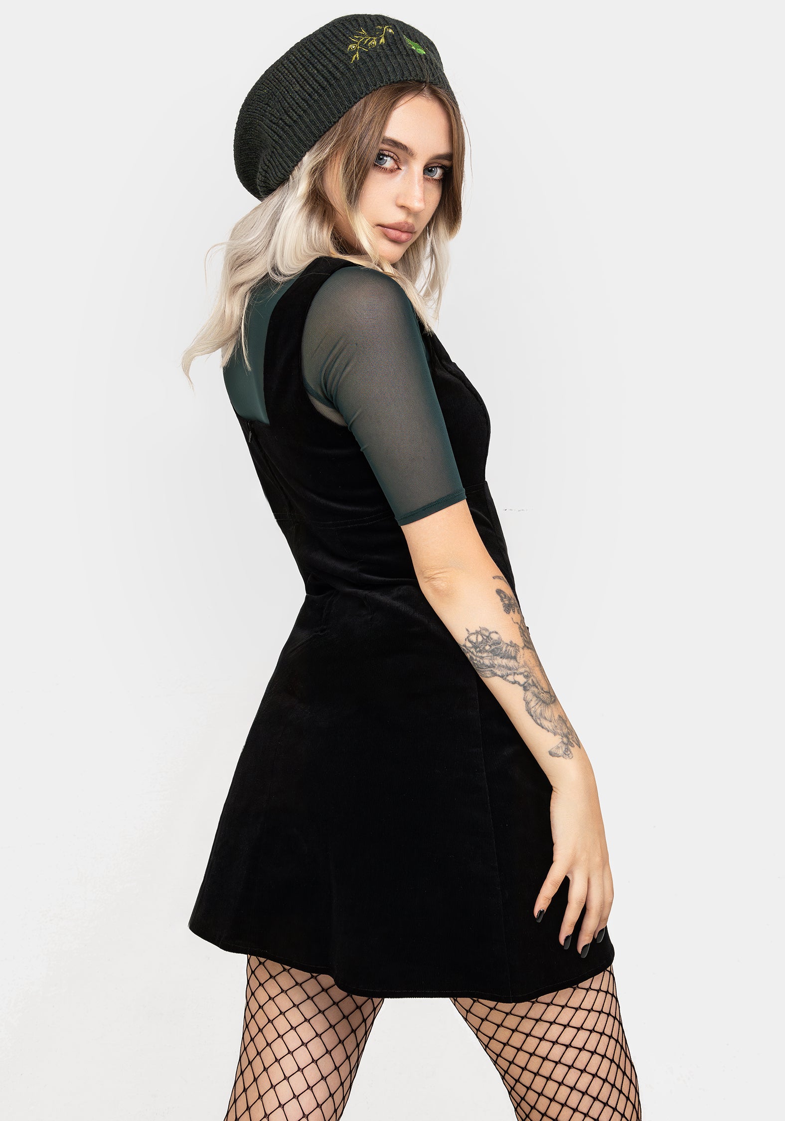 Swamplife Embroidered Cord Mini Pinafore Dress | Disturbia - Shop