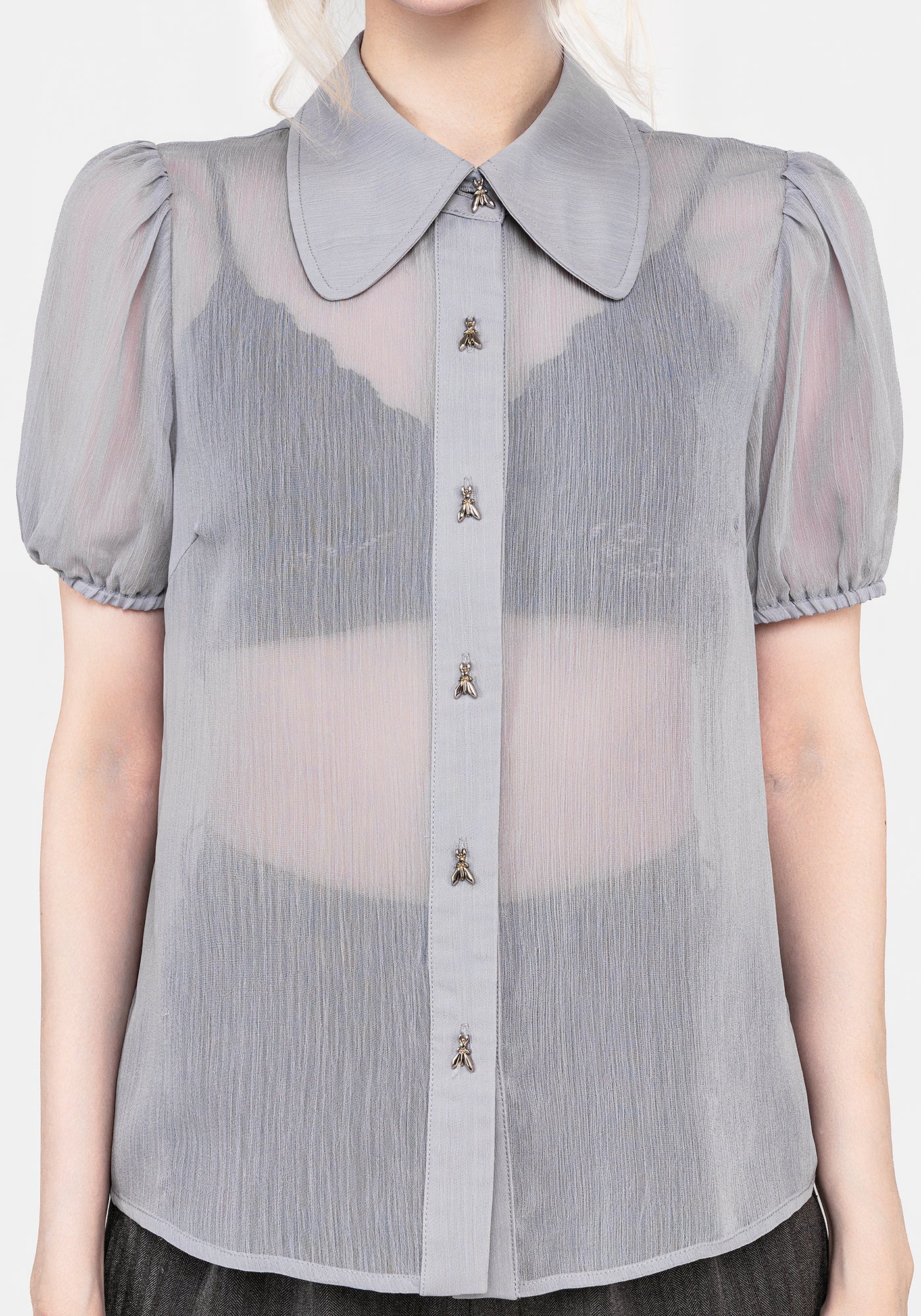 Periwinkle Button Up Blouse Top | Disturbia - Shop Women's Gothic