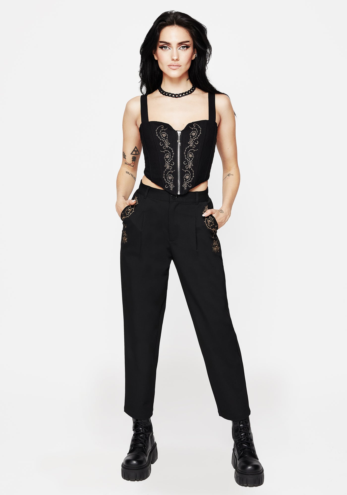 Rosethorn Embroidered Corset Top | Disturbia - Shop Women's Gothic