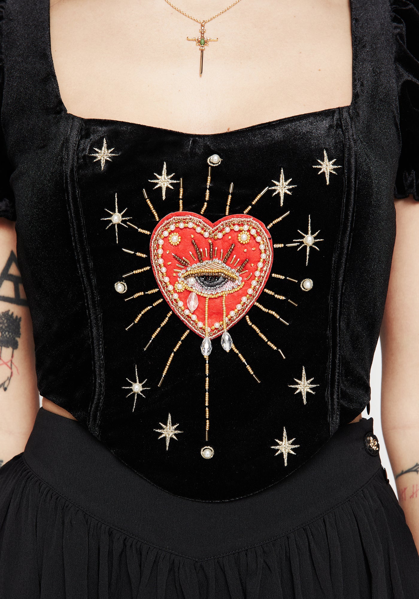 Ingrid Embroidered Applique Corset Top | Disturbia - Shop Women's