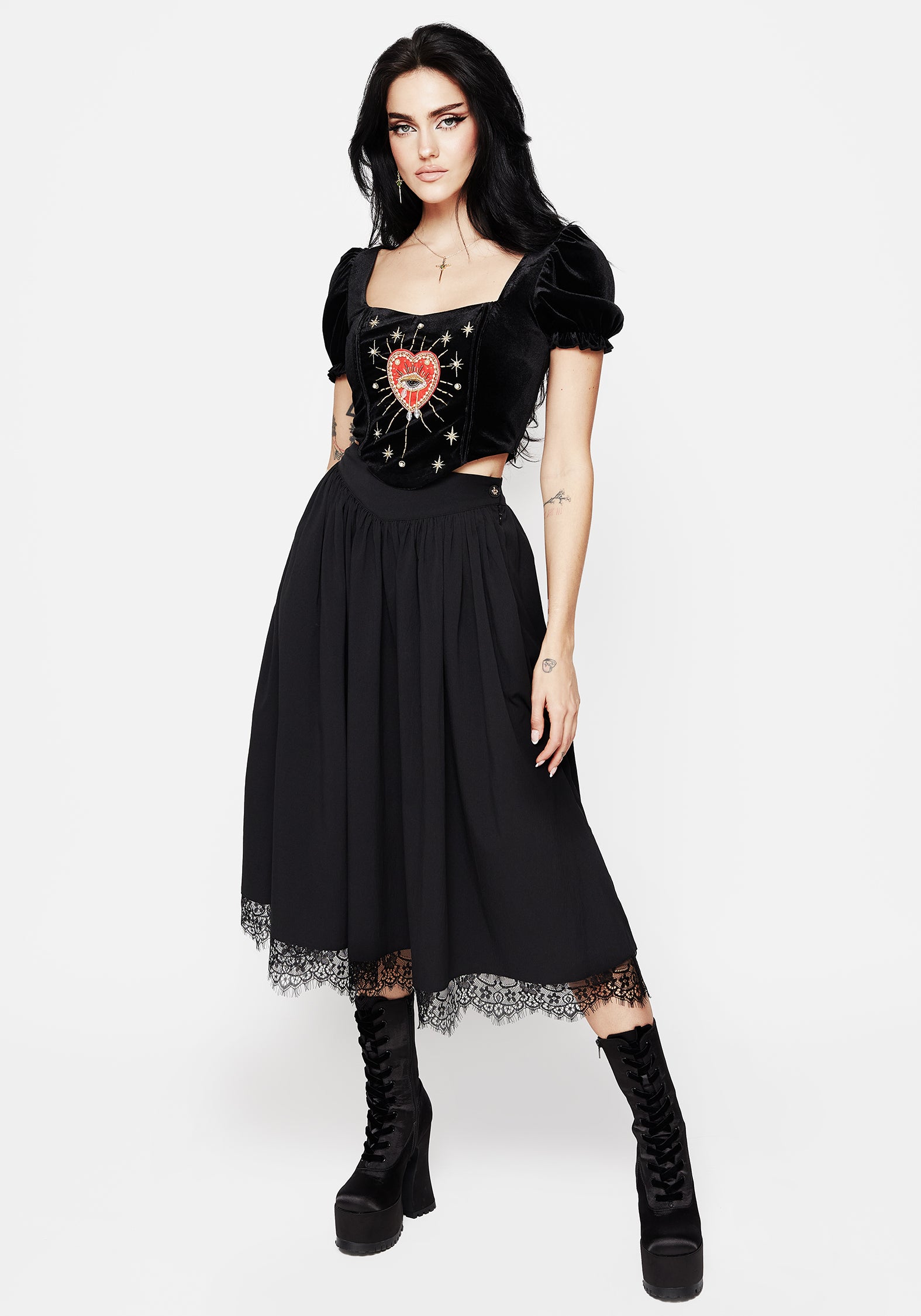 Ingrid Embroidered Applique Corset Top | Disturbia - Shop Women's