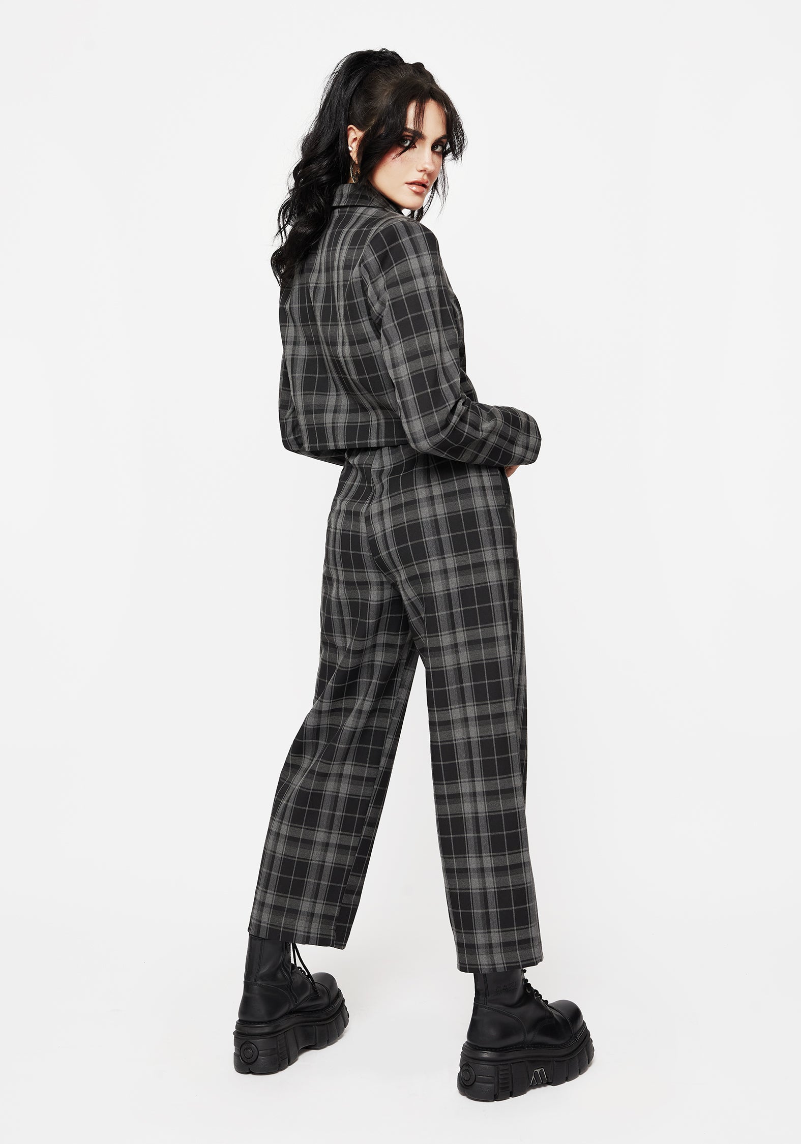 Checkmate Check Crop Blazer - Black | Disturbia - Shop Women's