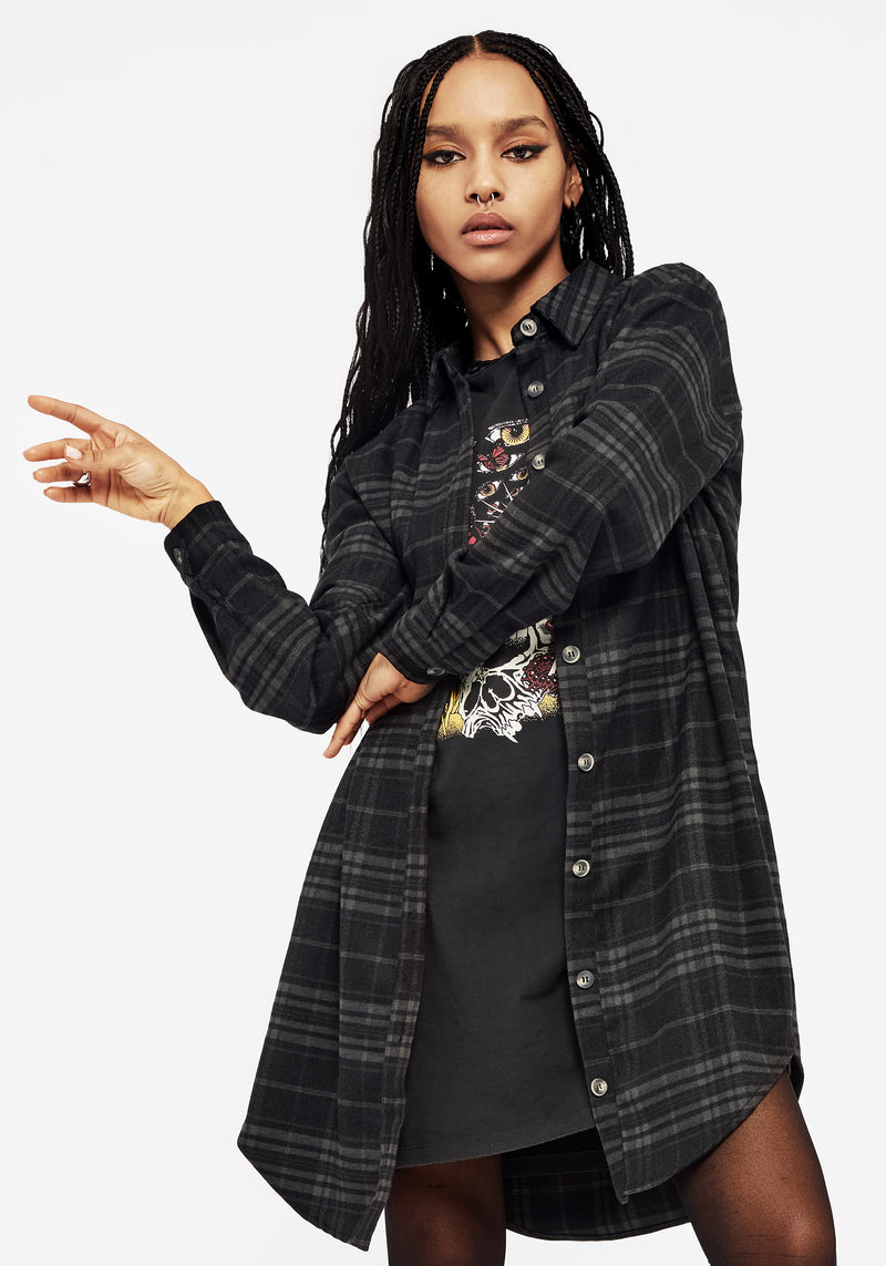 Reckless Check Longline Shirt | Disturbia - Shop Women's Gothic, Alternative & Dark Romantic Fashion, Accessories & Homeware Reckless Check Longline Shirt | Disturbia - Shop Women's Gothic, Alternative & Dark Romantic Fashion, Accessories & Homeware