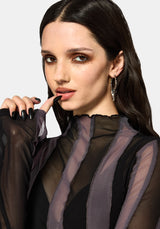Ira Stripe Panelled Mesh Long Sleeve Top