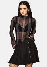Ira Stripe Panelled Mesh Long Sleeve Top
