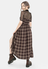 Adra Check Cami Tie Strap Midi Dress