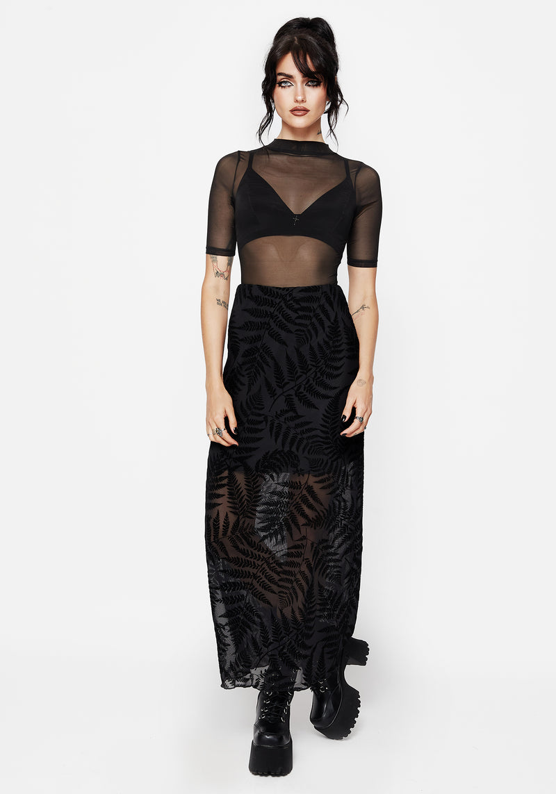 Lunafern Mesh Fern Leaf Midaxi Skirt