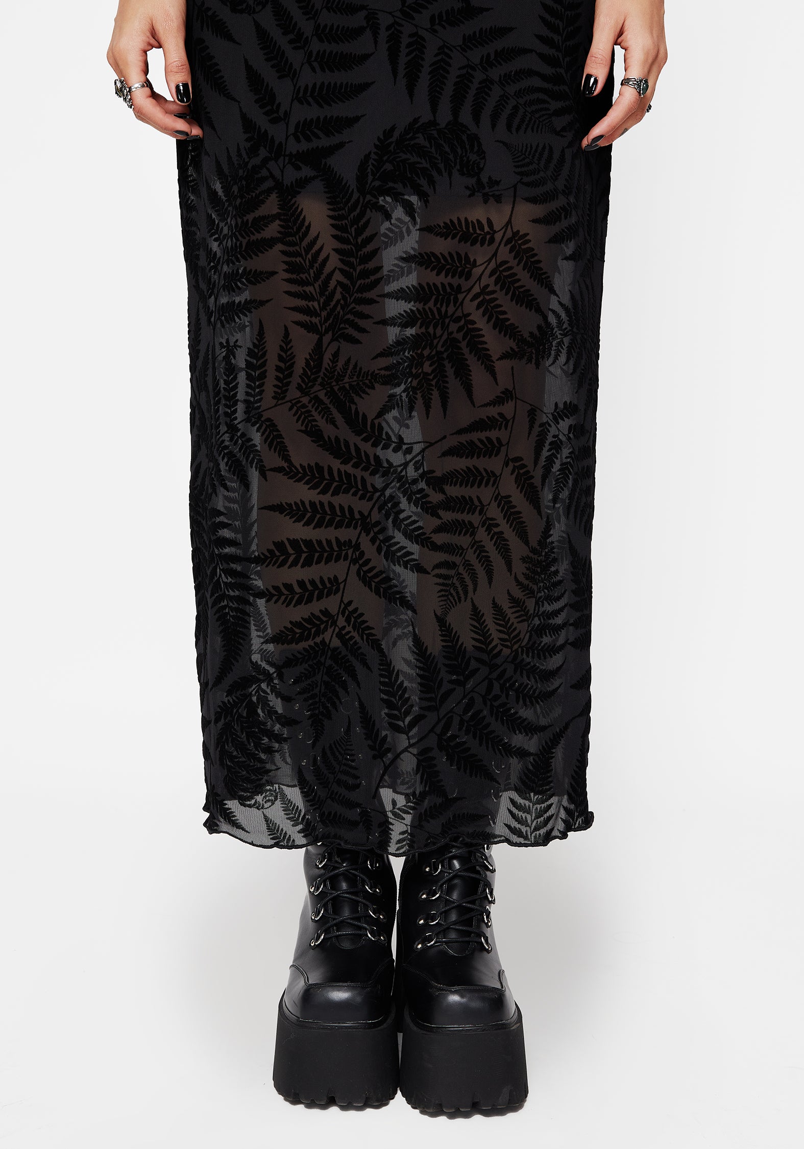 Lunafern Mesh Fern Leaf Midaxi Skirt