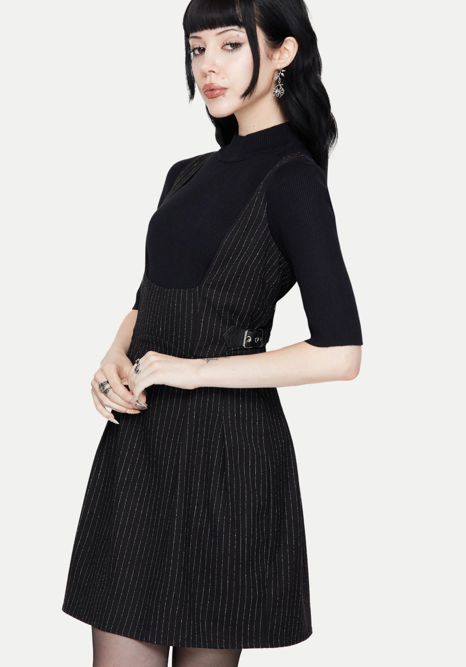 Katya Striped Mini Pinafore Dress