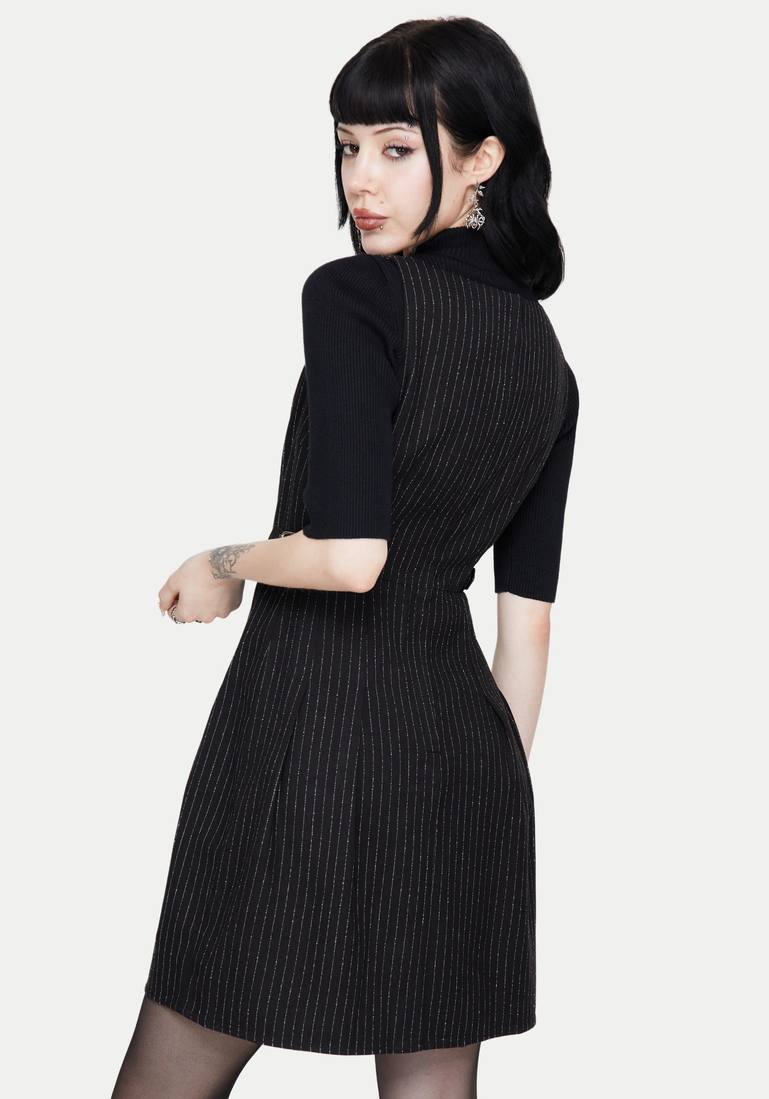 mini pinafore dress Katya Striped Mini Pinafore Dress
