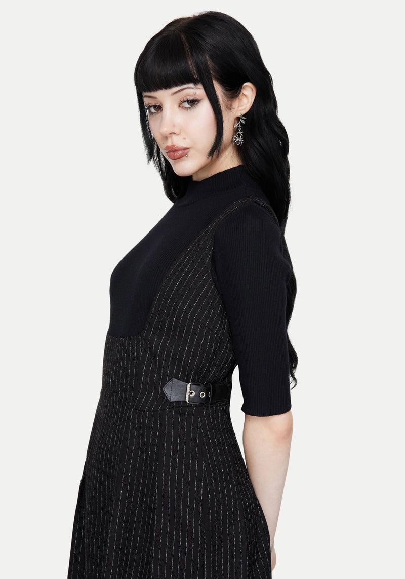 Katya Striped Mini Pinafore Dress