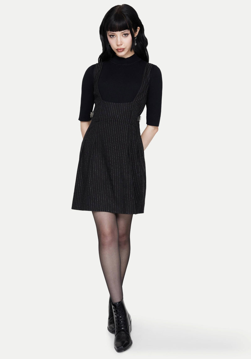 Katya Striped Mini Pinafore Dress Disturbia Katya Striped Mini Pinafore Dress Disturbia