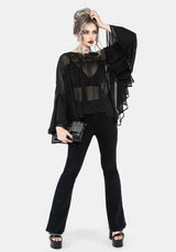 Noire Fluted Cuff Chiffon Blouse