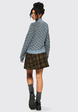 Edna Cotton Leaf Ribbed Funnel Neck Sweater