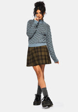 Edna Cotton Leaf Ribbed Funnel Neck Sweater