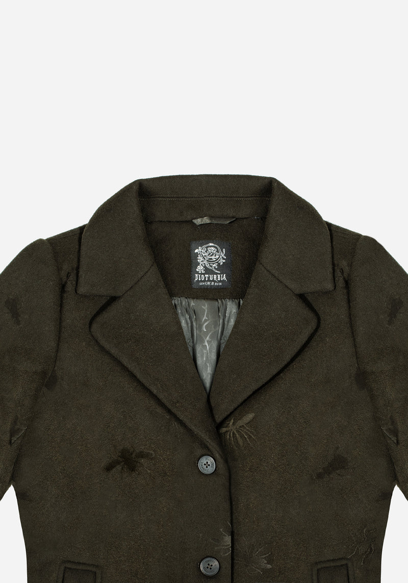 Evelyn Wool-Blend Bug Embossed Longline Coat