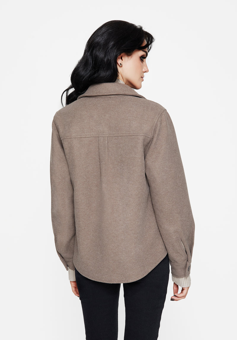 Cordelia Floral Frog Embroidered Pocket Front Shacket