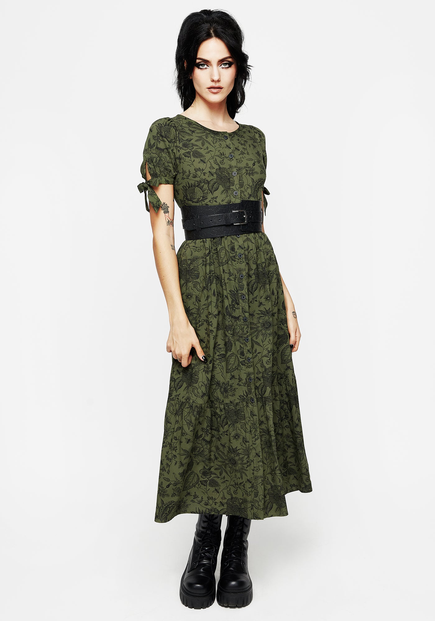 Meadowflowers Floral Print Button Up Tiered Midaxi Dress | Disturbia - Shop Women's Gothic, Alternative & Dark Romantic Fashion, Accessories & Homeware Meadowflowers Floral Print Button Up Tiered Midaxi Dress | Disturbia - Shop Women's Gothic, Alternative & Dark Romantic Fashion, Accessories & Homeware