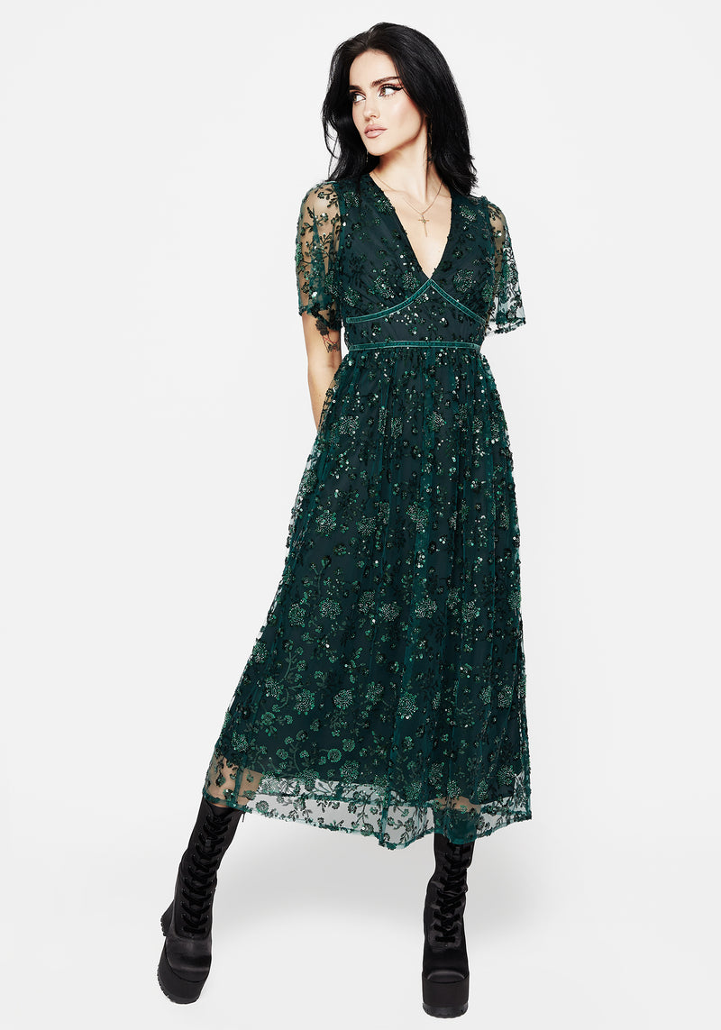 Glimmer Embroidered Sequin Lace Angel Sleeve Midaxi Dress | Disturbia - Shop Women's Gothic, Alternative & Dark Romantic Fashion, Accessories & Homeware Glimmer Embroidered Sequin Lace Angel Sleeve Midaxi Dress | Disturbia - Shop Women's Gothic, Alternative & Dark Romantic Fashion, Accessories & Homeware