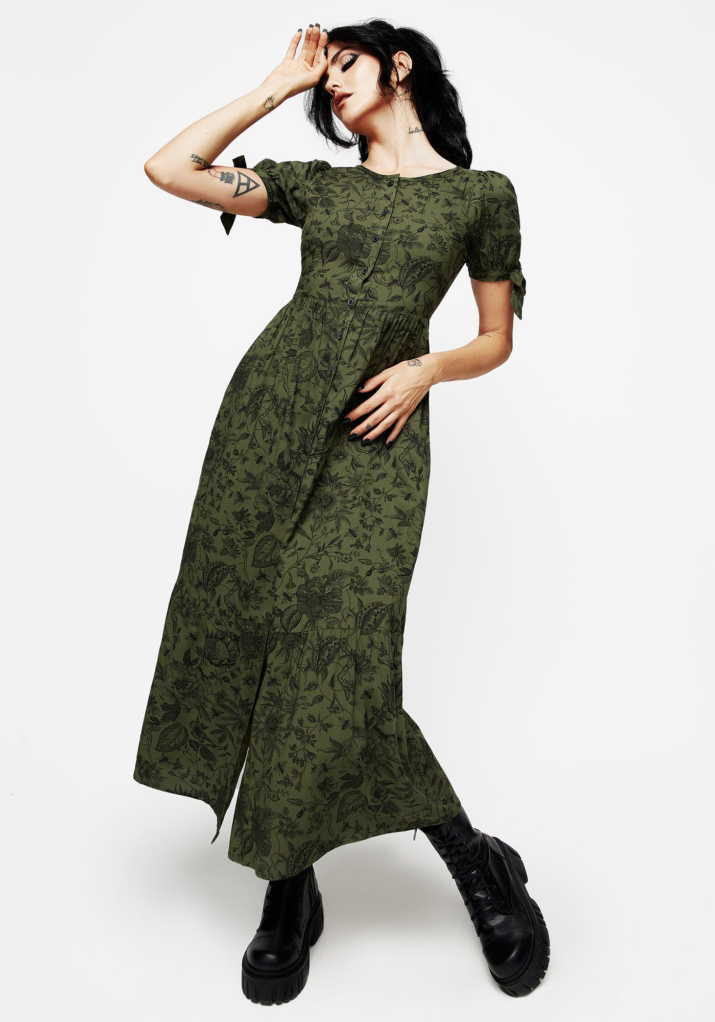 Meadowflowers Floral Print Button Up Tiered Midaxi Dress | Disturbia - Shop Women's Gothic, Alternative & Dark Romantic Fashion, Accessories & Homeware Meadowflowers Floral Print Button Up Tiered Midaxi Dress | Disturbia - Shop Women's Gothic, Alternative & Dark Romantic Fashion, Accessories & Homeware