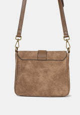 Physis Faux Suede Fern Embroidered Shoulder Bag